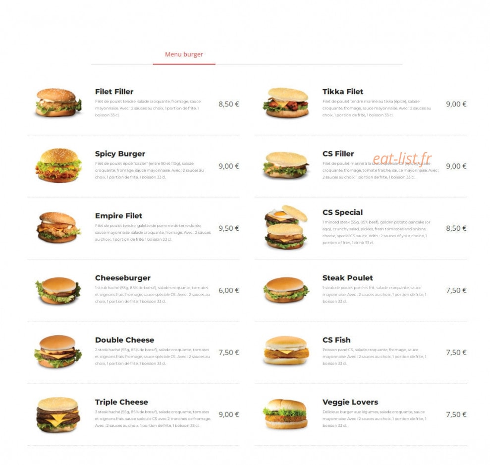 Chicken Spot — carte page 2