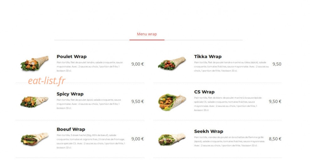 Chicken Spot — carte page 5