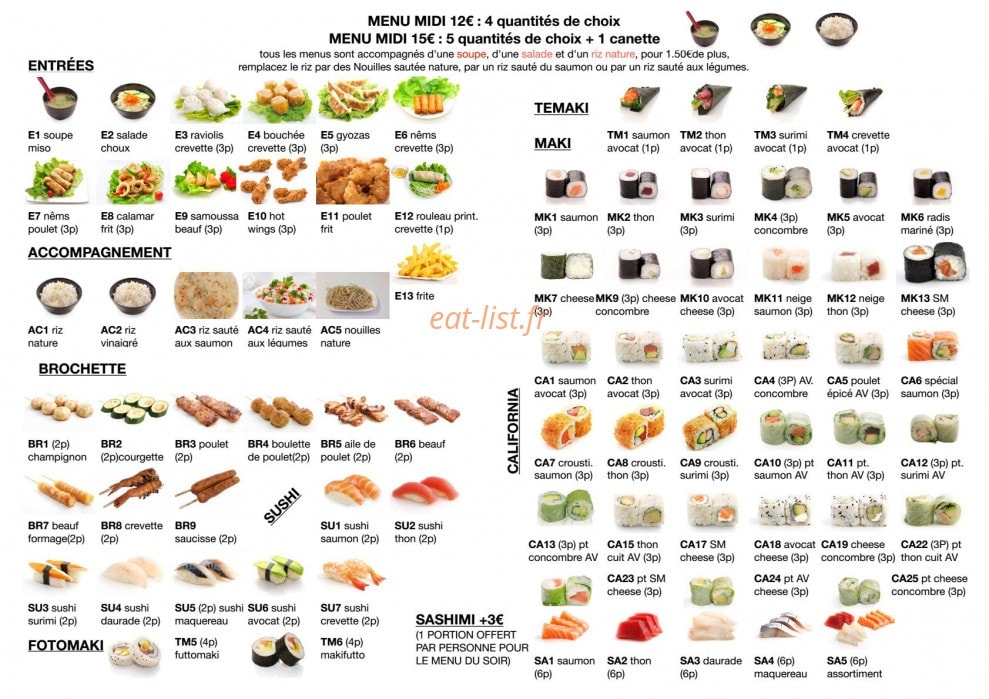 Carte et menu de Royal kyoto à Carrieres Sous Poissy — Menu midi