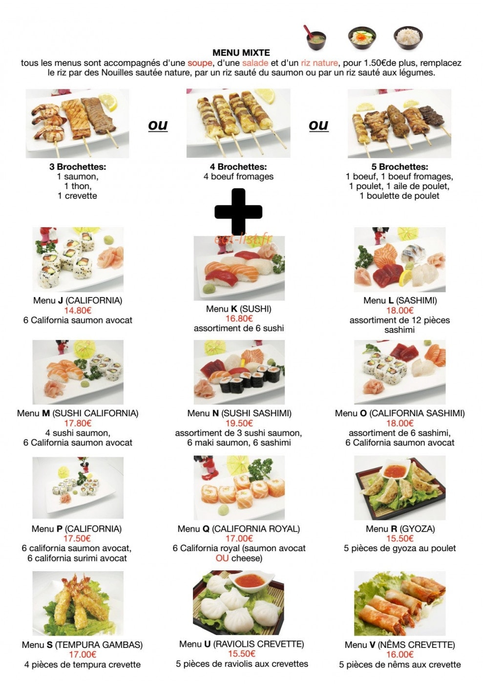 Carte et menu de Royal kyoto à Carrieres Sous Poissy — Menu mixte