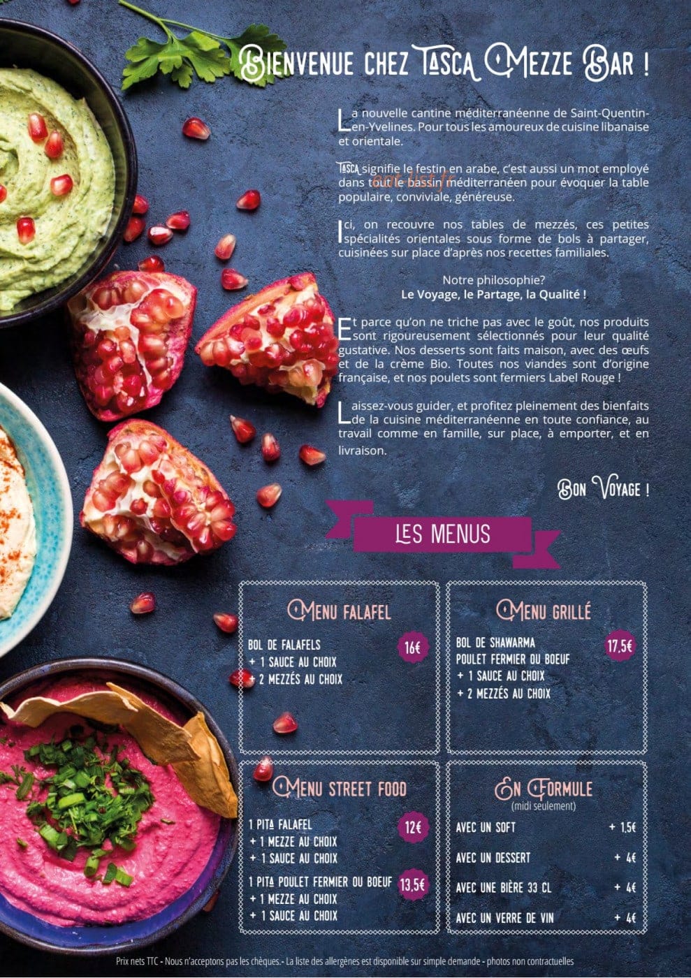 Carte et menu de Tasca Mezze à Voisins le Bretonneux — Les menus