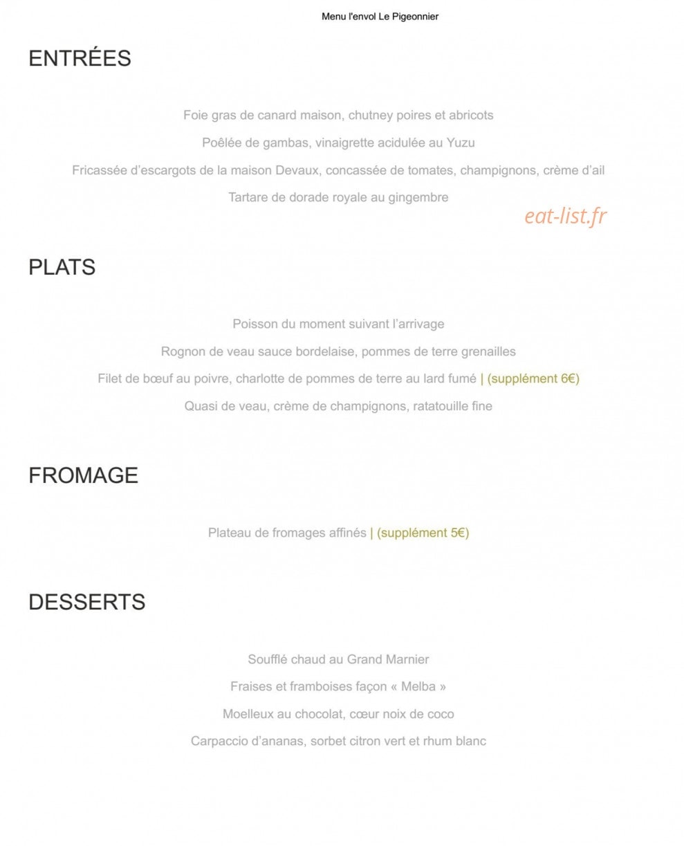 Le Pigeonnier — carte page 3