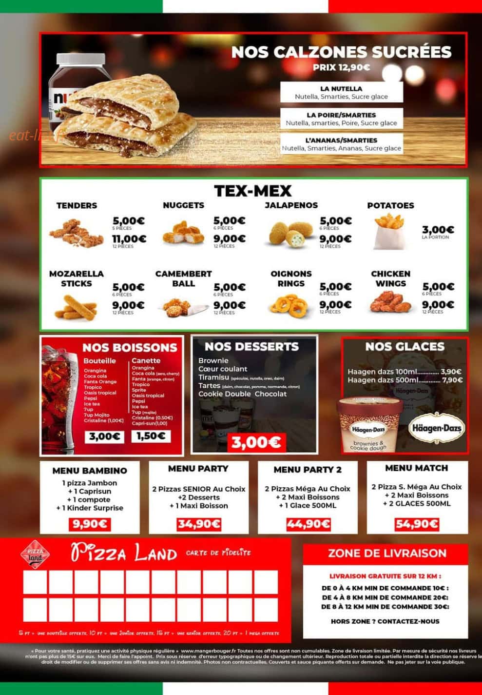 Pizza Land — carte page 4