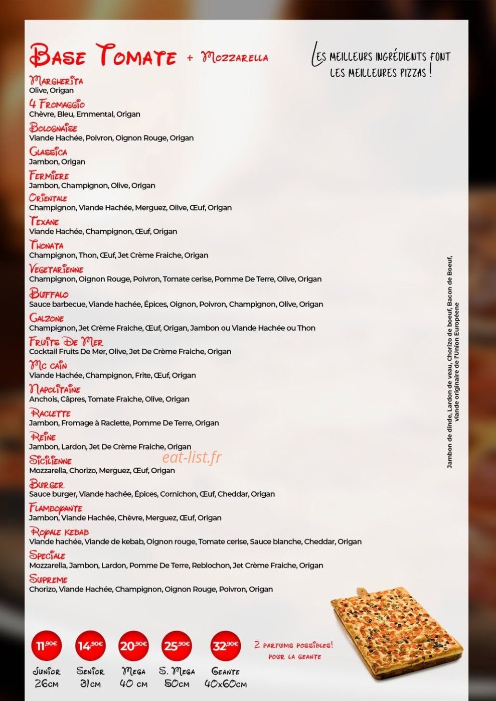 Pizza Land — carte page 2