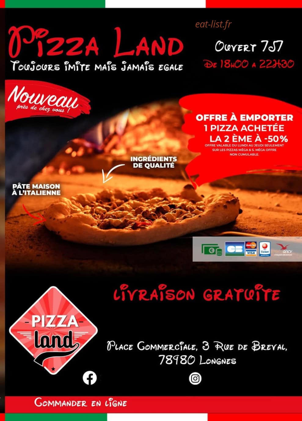 Pizza Land — carte page 1