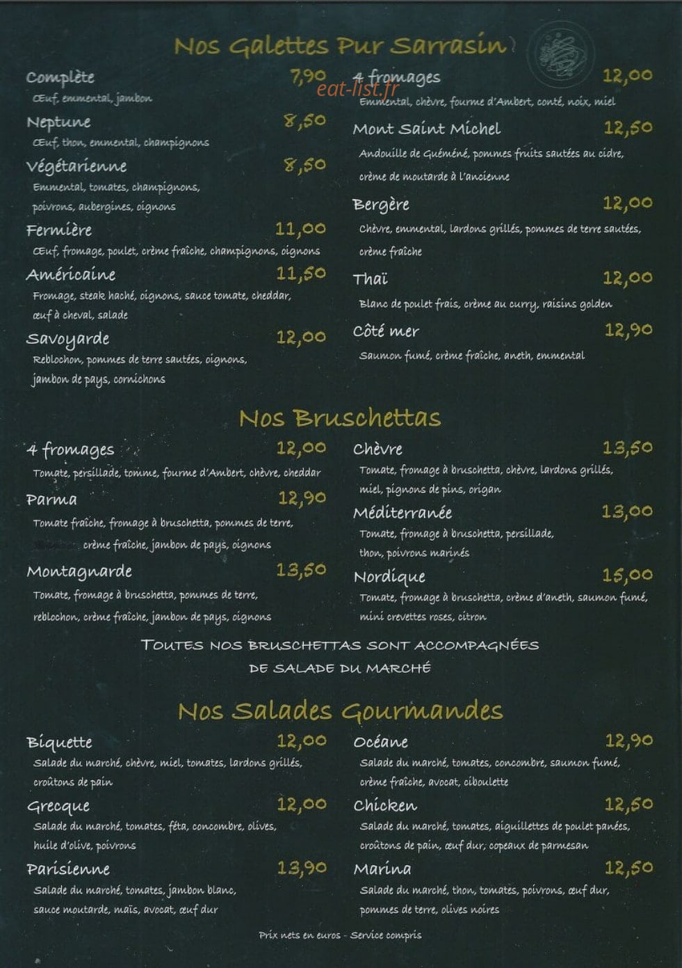 Creperie Mont Saint Michel — carte page 2