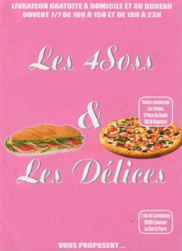 Les 4 Soss et Les délices — carte page 1