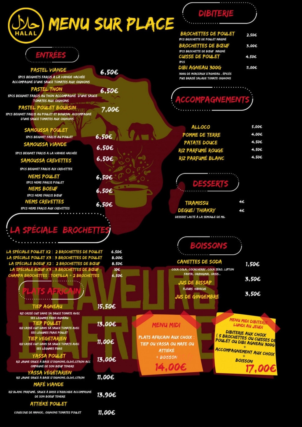 O'saveurs D'afrique — carte page 1