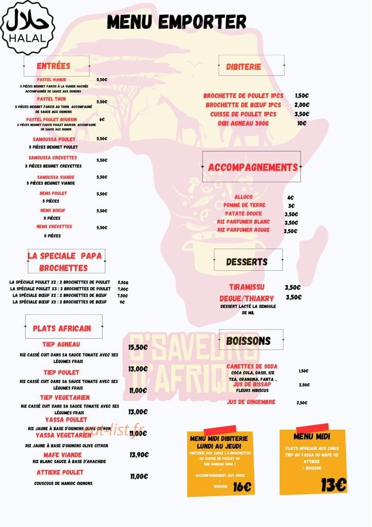 O'saveurs D'afrique — carte page 2