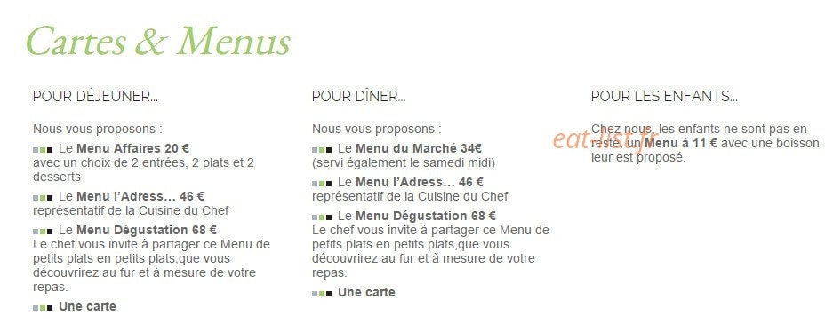 L'Adress — carte page 1