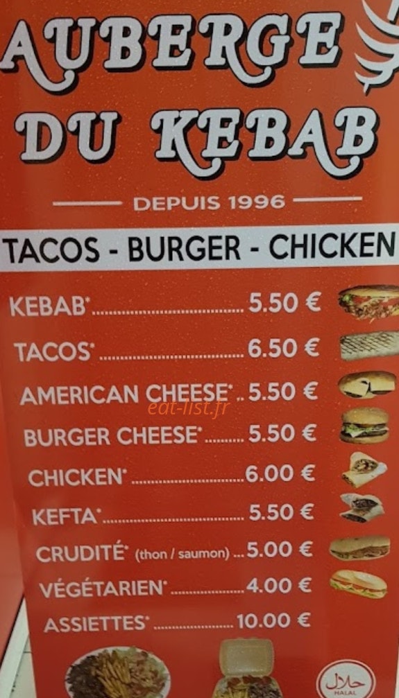 Auberge Du Kebab — carte page 2