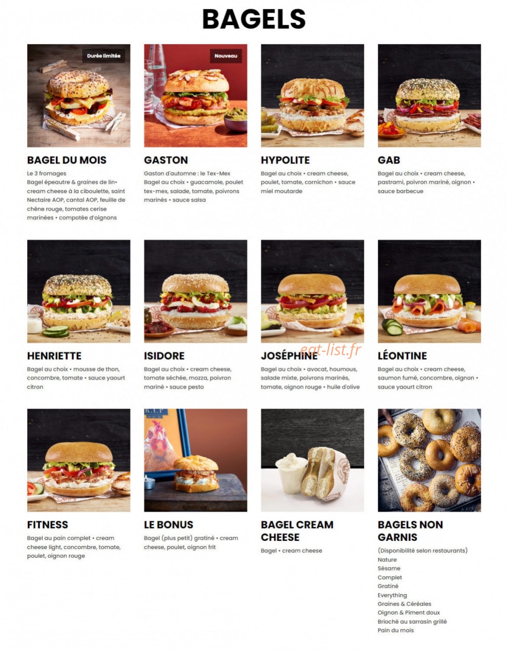 Bagelstein — carte page 1