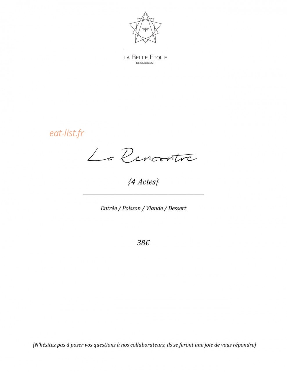 La Belle Etoile — carte page 2