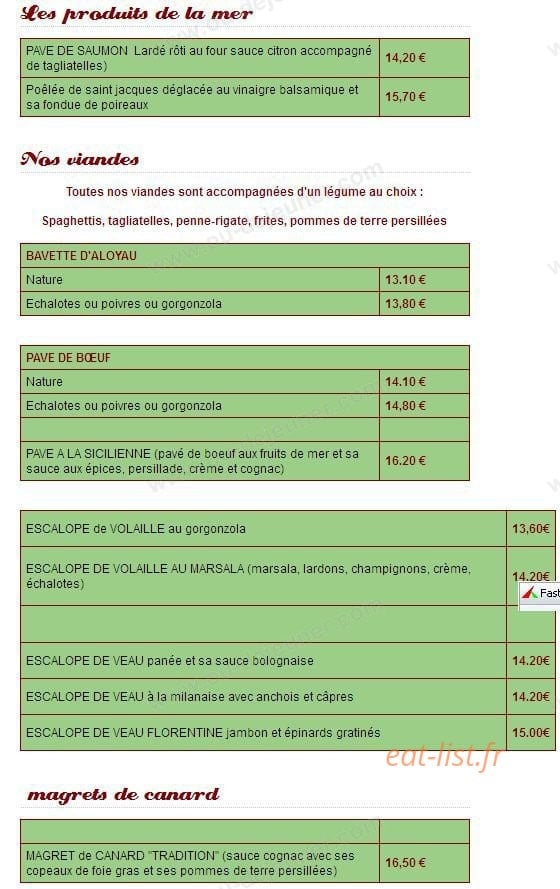 La Cucina — carte page 3