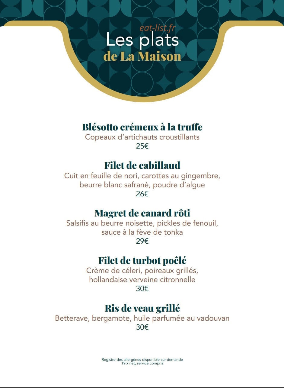 La Maison Boinot — carte page 2