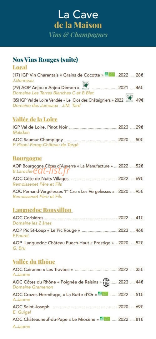 La Maison Boinot — carte page 21