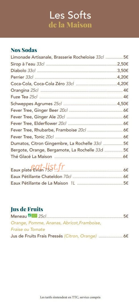 La Maison Boinot — carte page 16