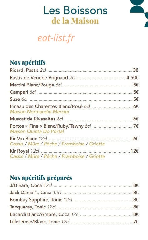 La Maison Boinot — carte page 6