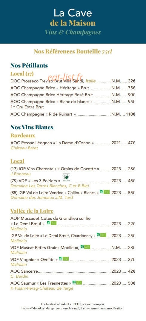 La Maison Boinot — carte page 19