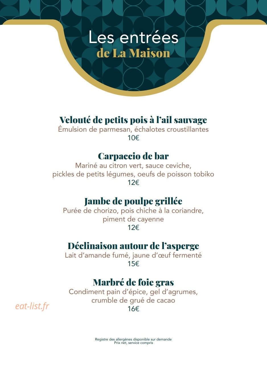 La Maison Boinot — carte page 1