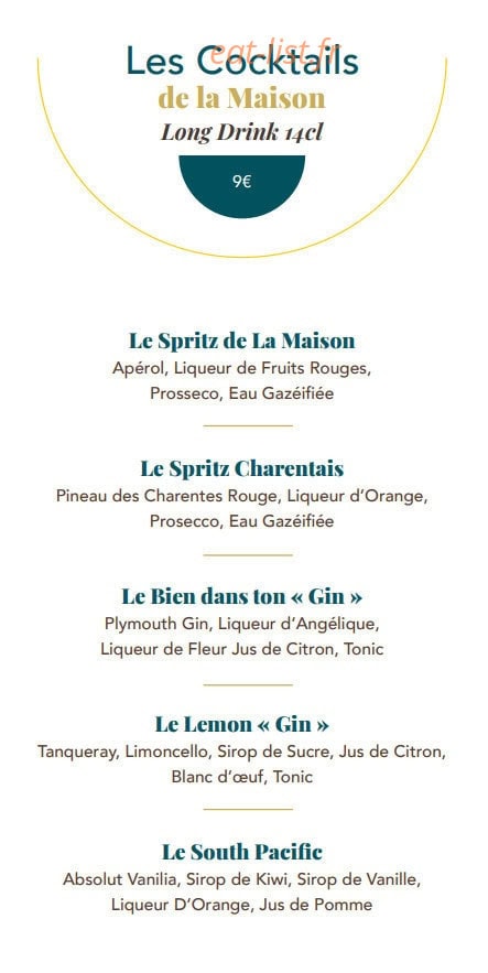 La Maison Boinot — carte page 8