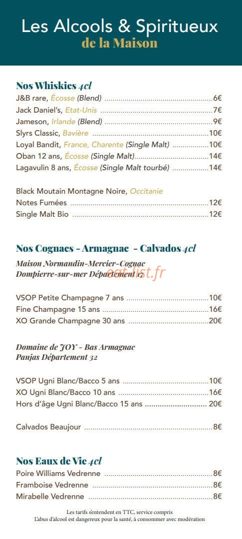 La Maison Boinot — carte page 15