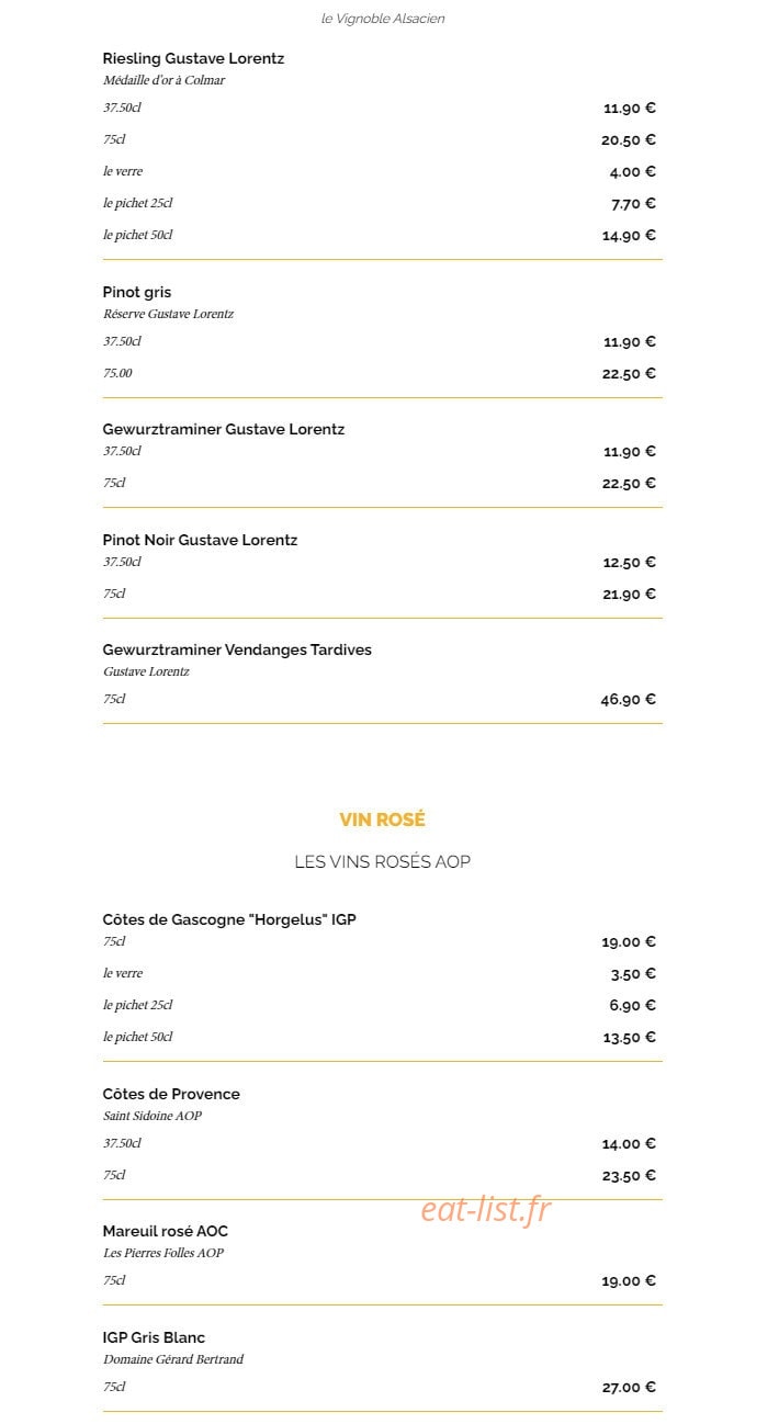 La Taverne — carte page 18
