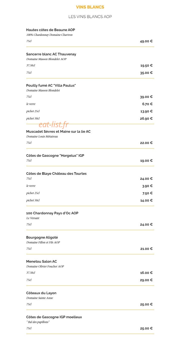 La Taverne — carte page 17
