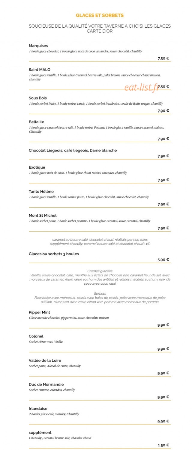 La Taverne — carte page 7