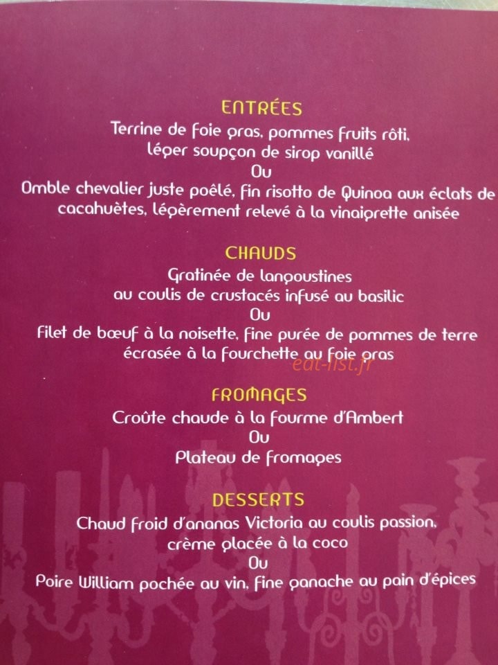 Le Dîner aux Chandelles — carte page 2