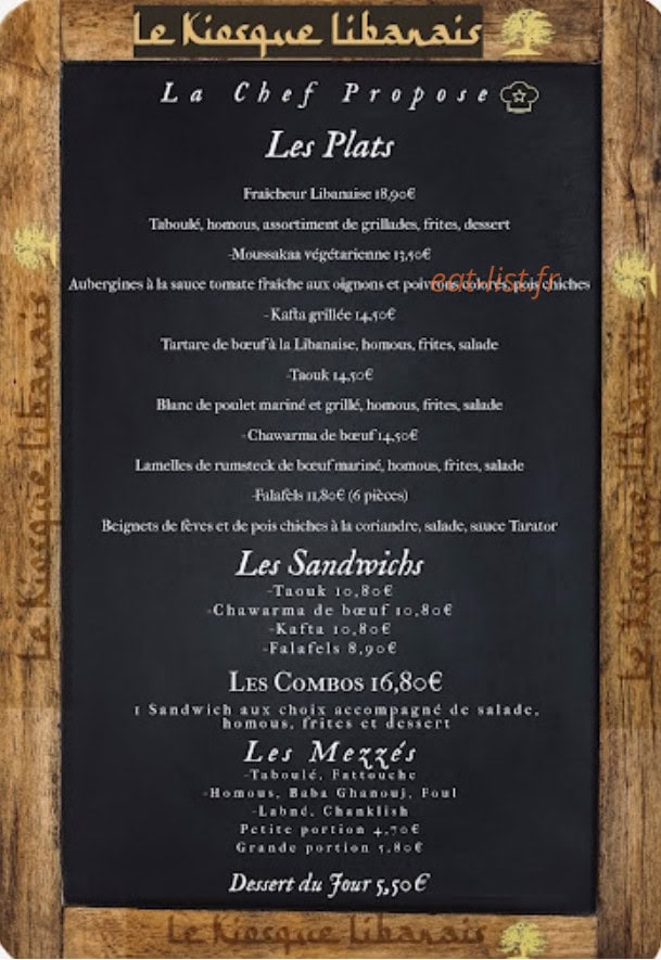 Le Kiosque Libanais — carte page 1