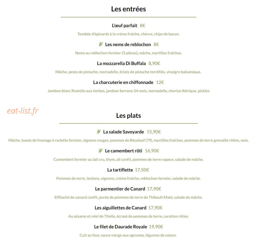 Le Saisonnier — carte page 1