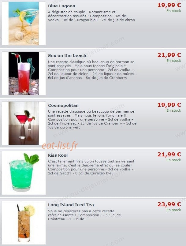 My-cocktail — carte page 1
