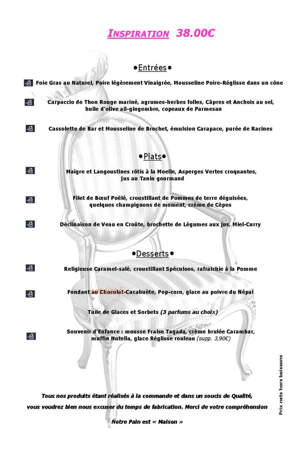Plaisirs des Sens — carte page 5