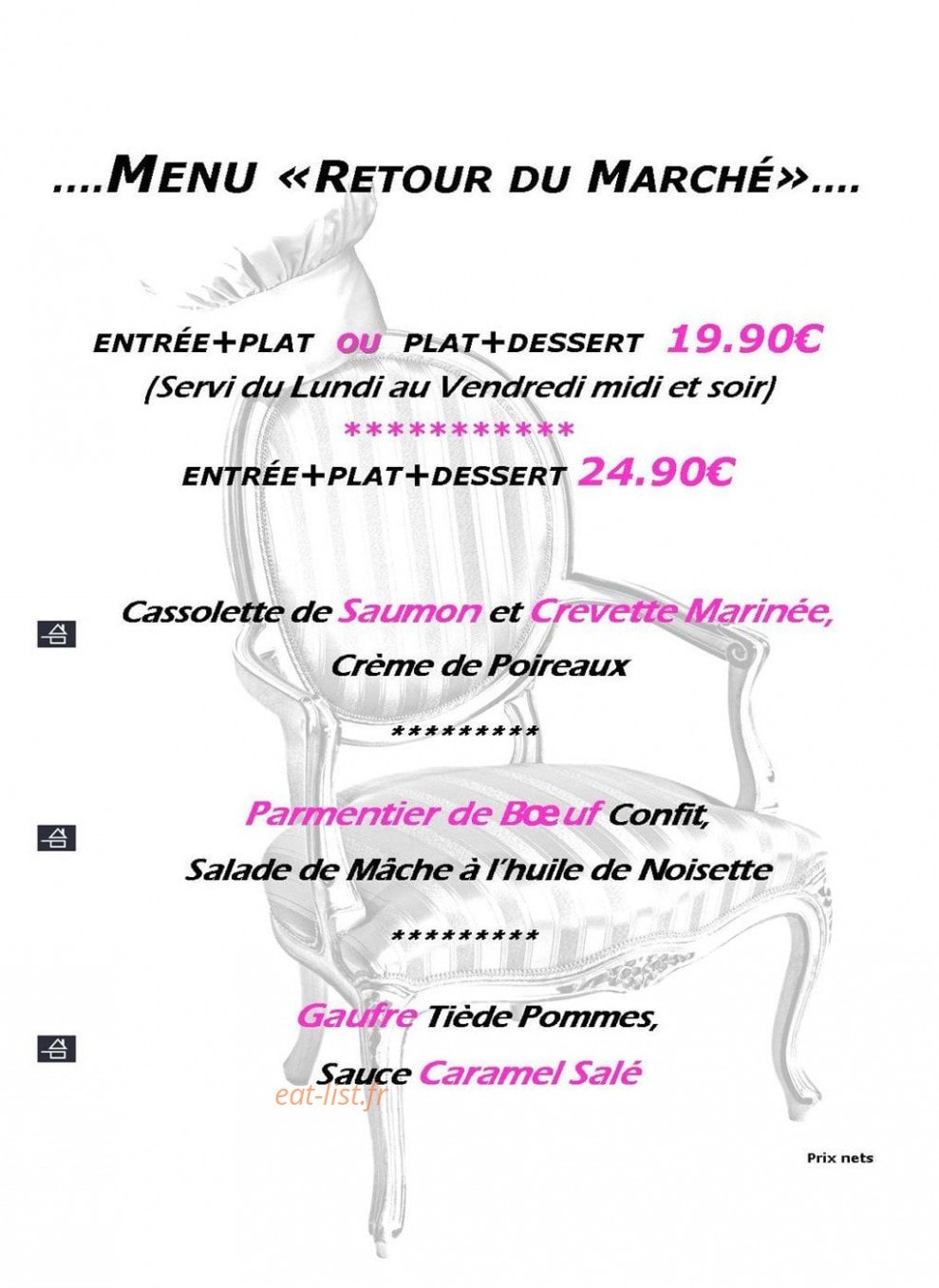 Plaisirs des Sens — carte page 3