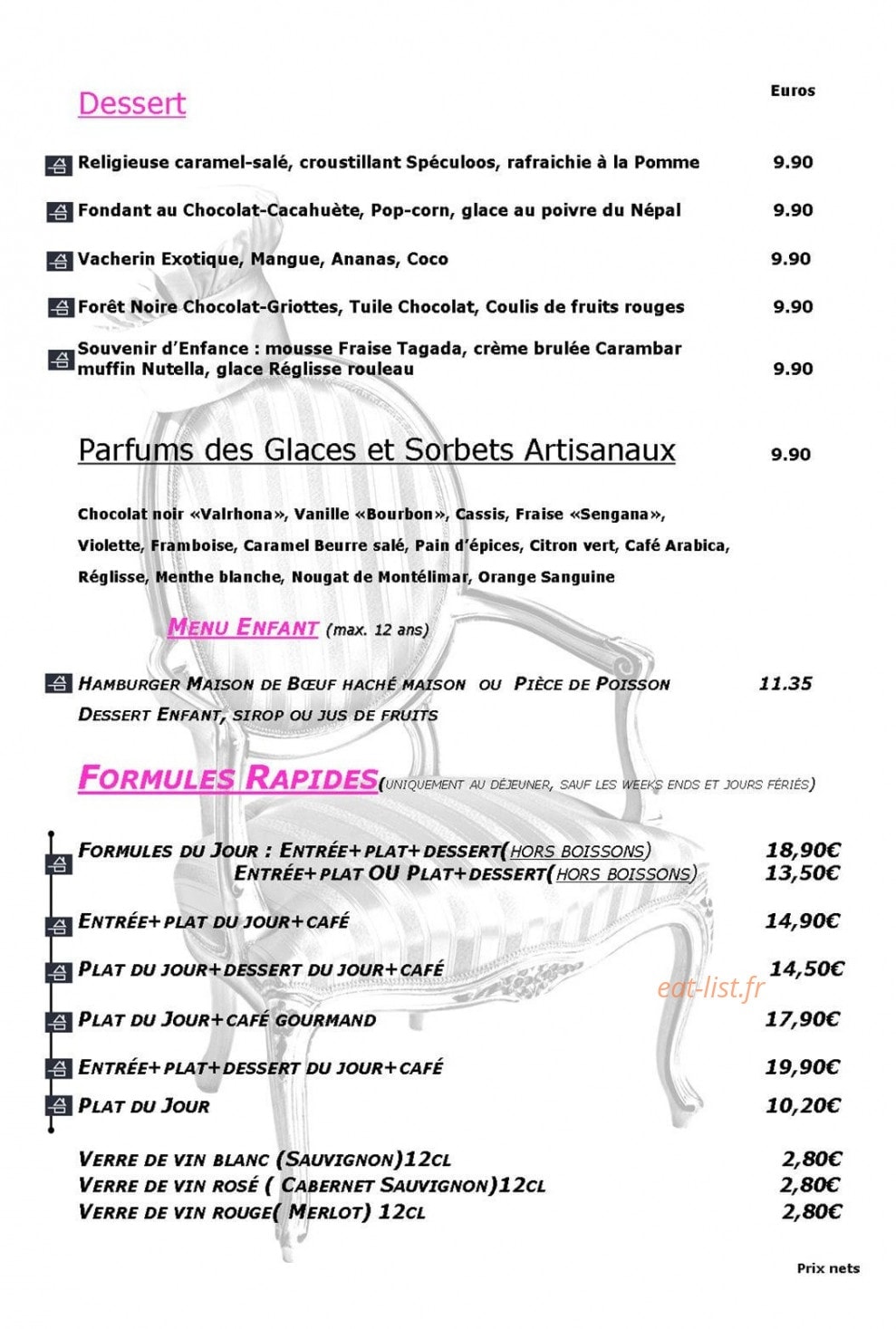 Plaisirs des Sens — carte page 4