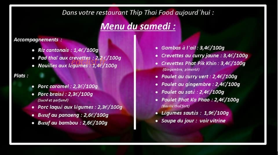 Thip Thaï Food — carte page 1