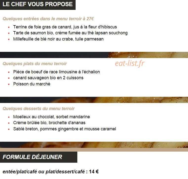 Le Relais du Château — carte page 1