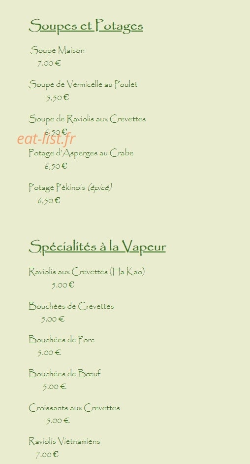 Asia restaurant — carte page 2