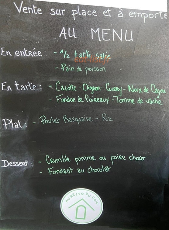 Au Resto Du Coin — carte page 1