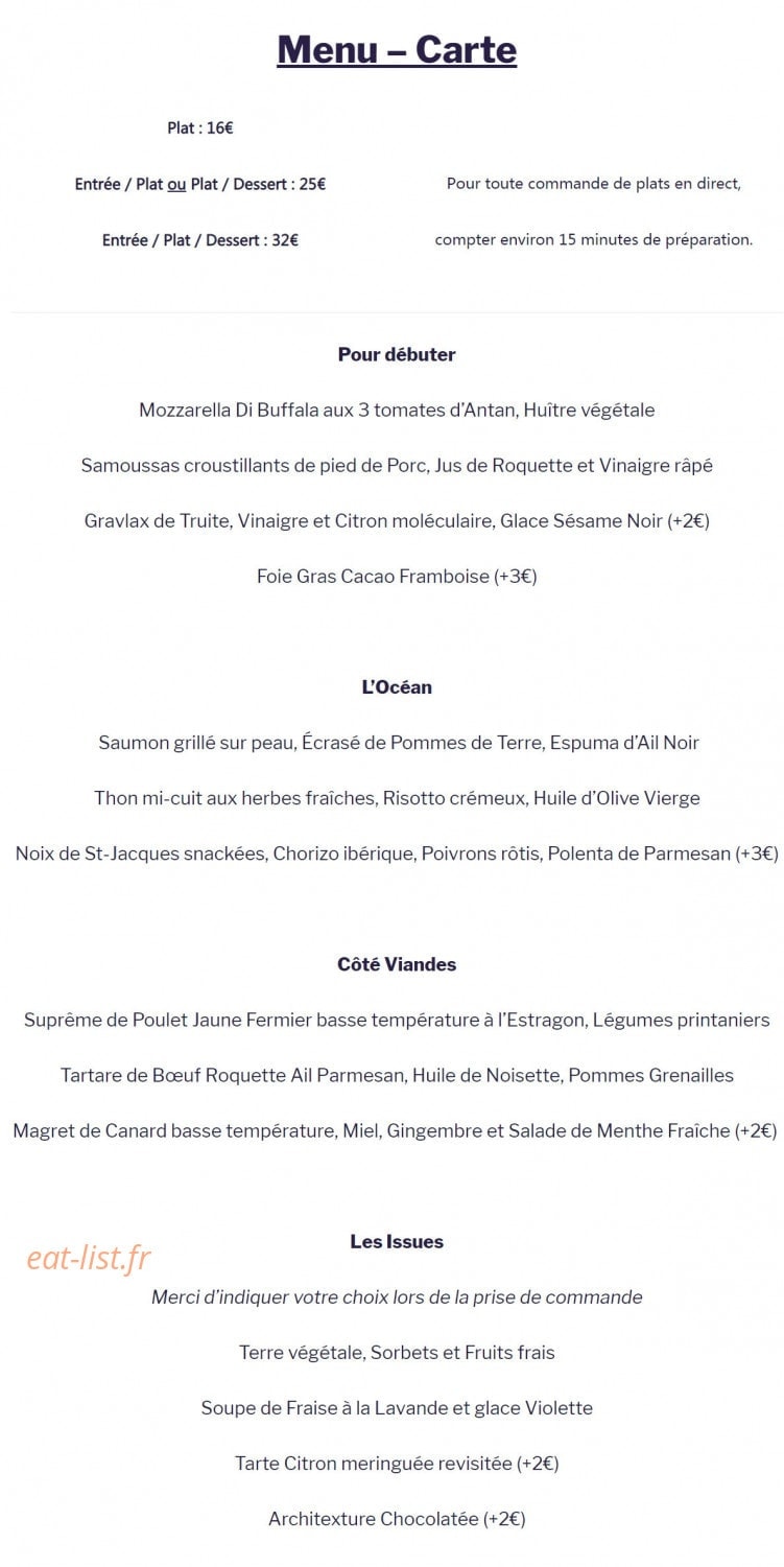 Le Jardin des Saveurs — carte page 1