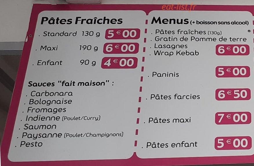 Lili Pasta — carte page 1