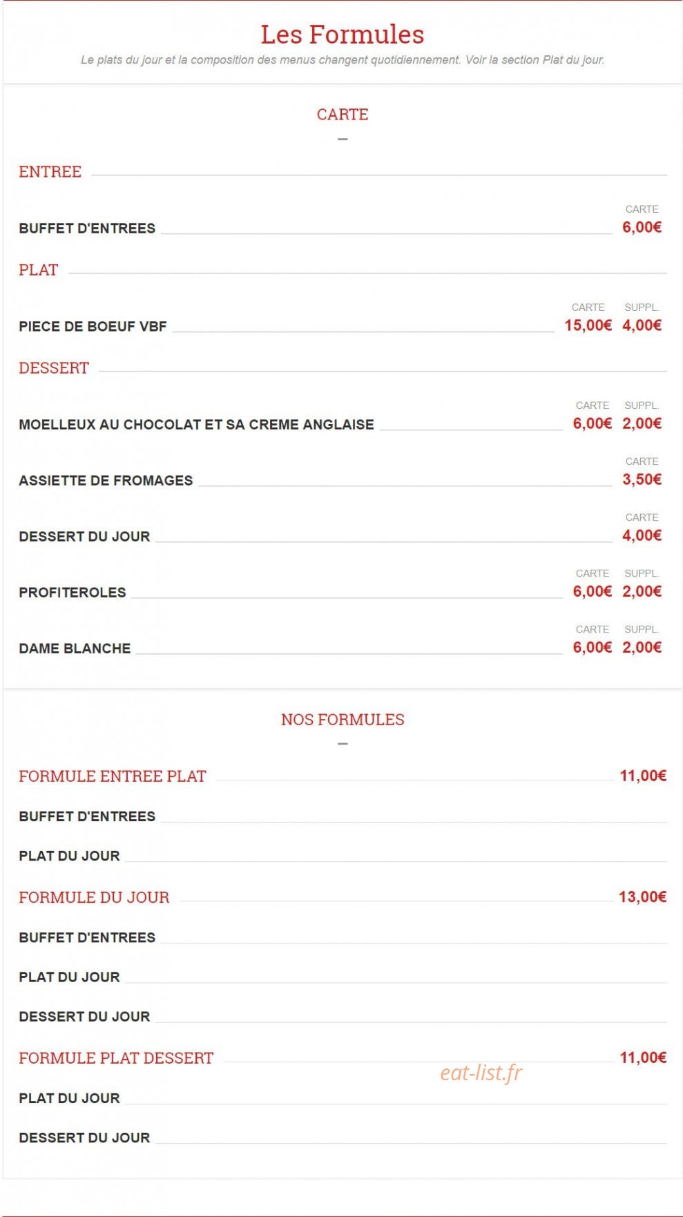 Les Trois Pigeons — carte page 1