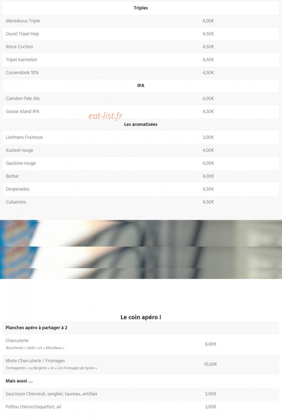 Carte et menu de Café des Sports à Coulonges sur l'Autize — Les bières suite et apéros