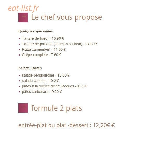 La Cuisine — carte page 1