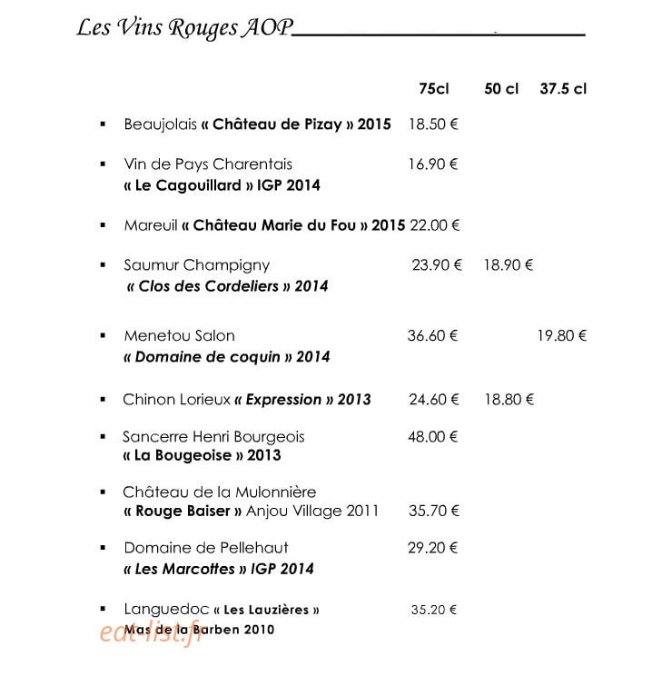 La Virgule à Chauray menu et photos — free download