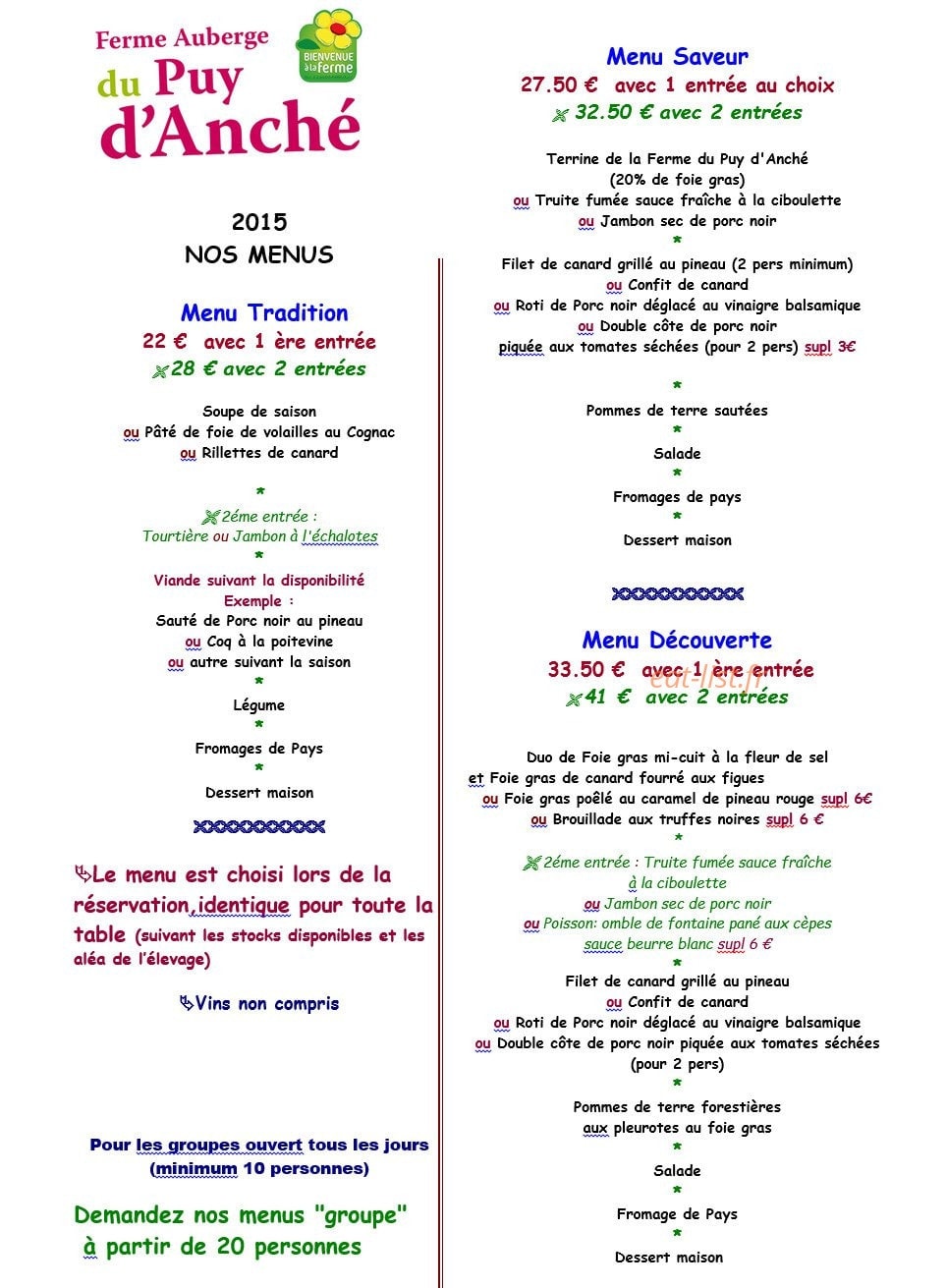 La ferme-auberge — carte page 1