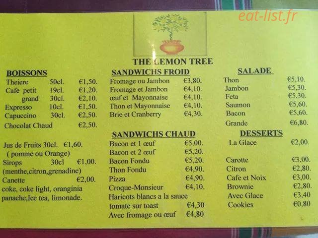 The Lemon Tree — carte page 1