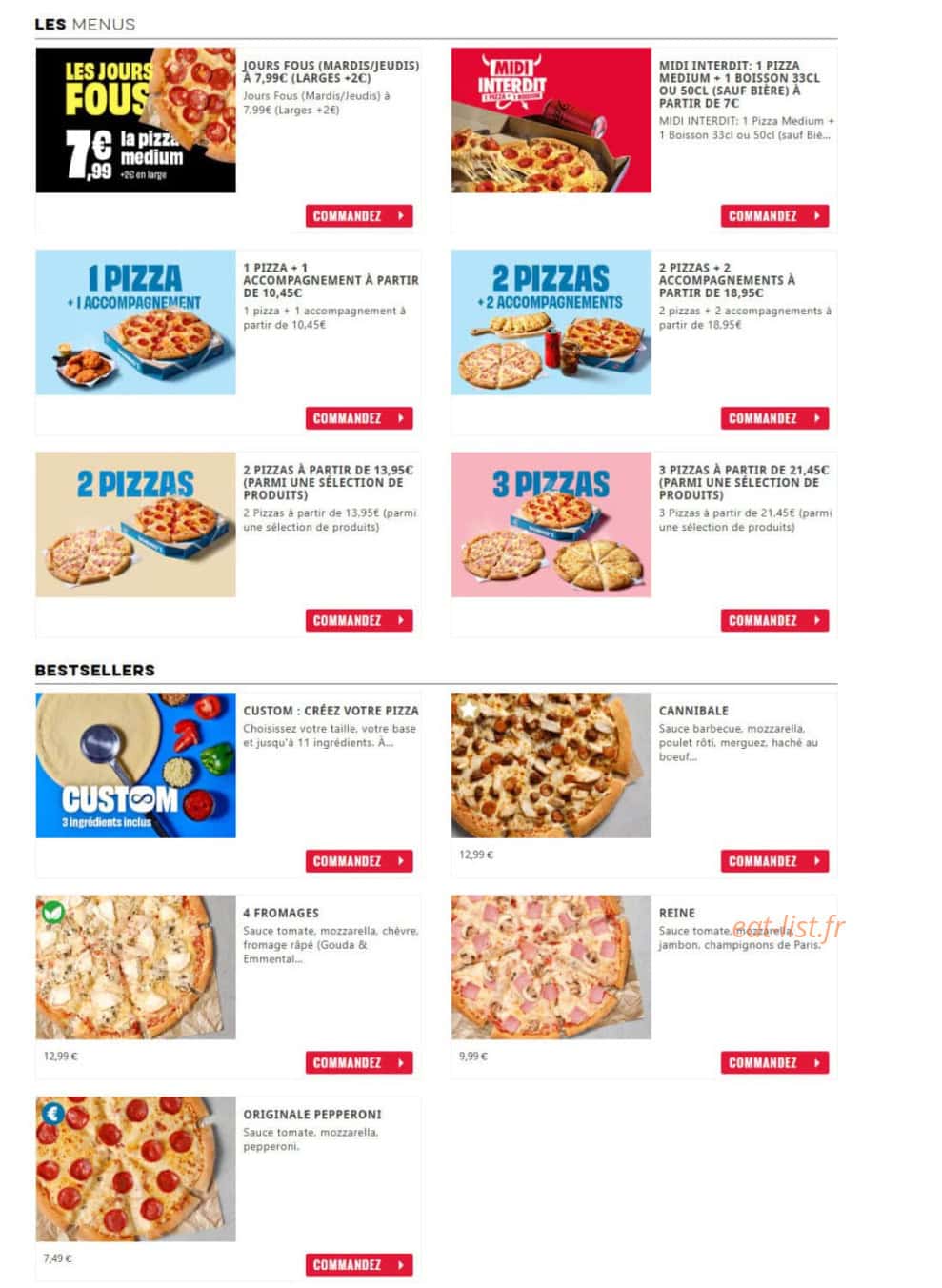 Domino's — carte page 1