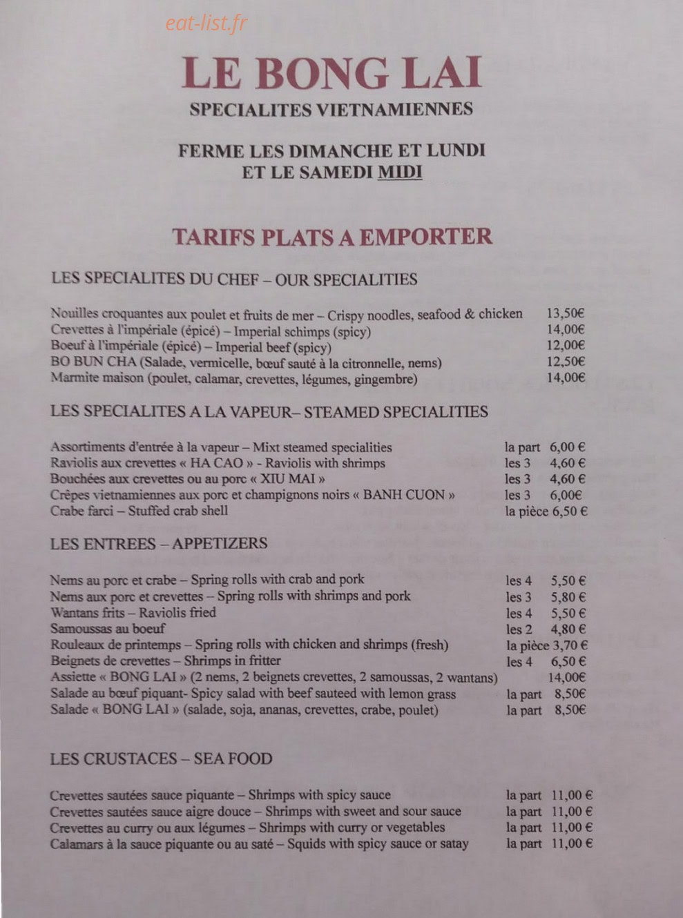 Le Bông Laï — carte page 1